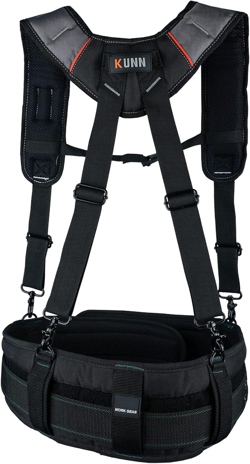 KUNN Tool Belt Suspenders Padded Carpenter Construction Electrician Work Suspender with Attachment Loops for Men,Grey - Image 3